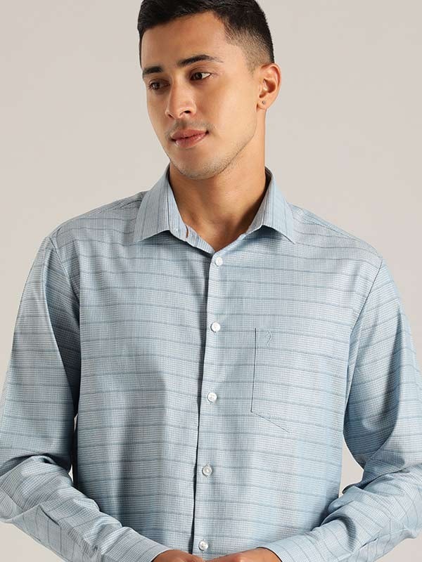 Indian Terrain Men Striped Blue Shirt